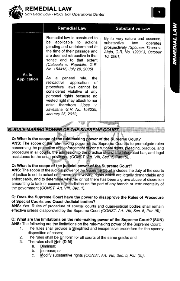 San Beda Red Book 2024 Bar Reviewer in REMEDIAL LAW
