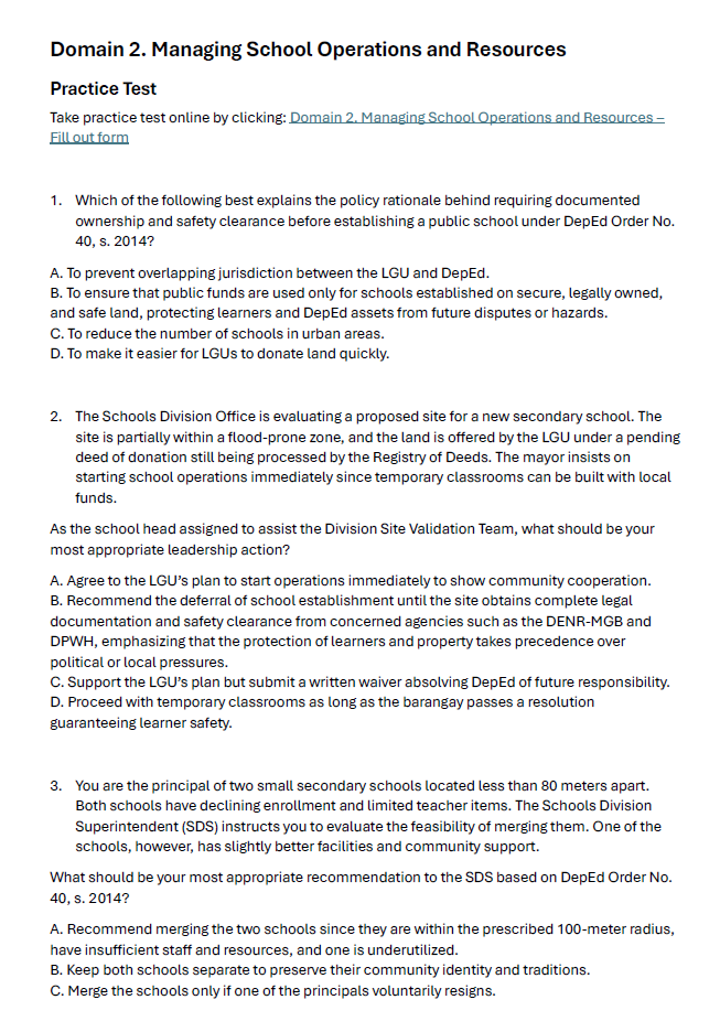 National Assessment for School Heads NASH 2026 Reviewer