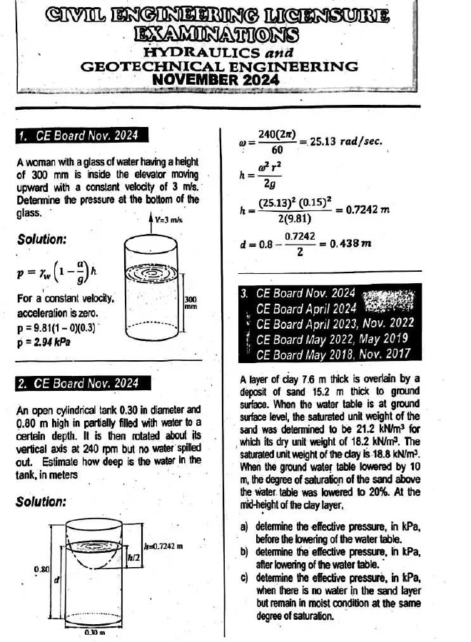 Civil Engineering Question Bank Reviewers 2015-2025 Board Questions